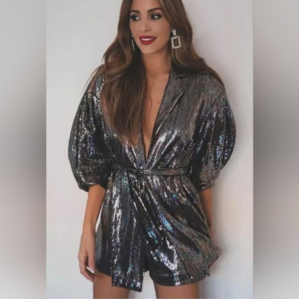 Zara Multicolored Sparkly Sequin Romper